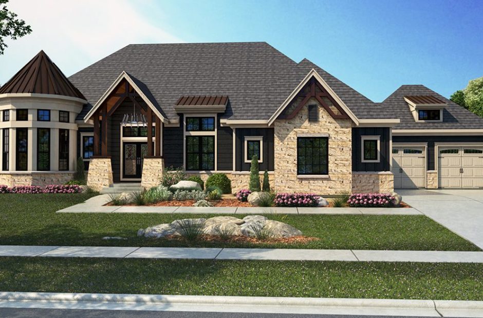 Exterior rendering of single story home